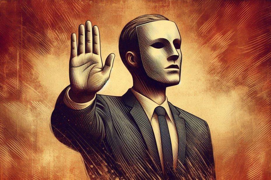 A very simple background, with a natural texture, of a biased person denying reality, artwork,