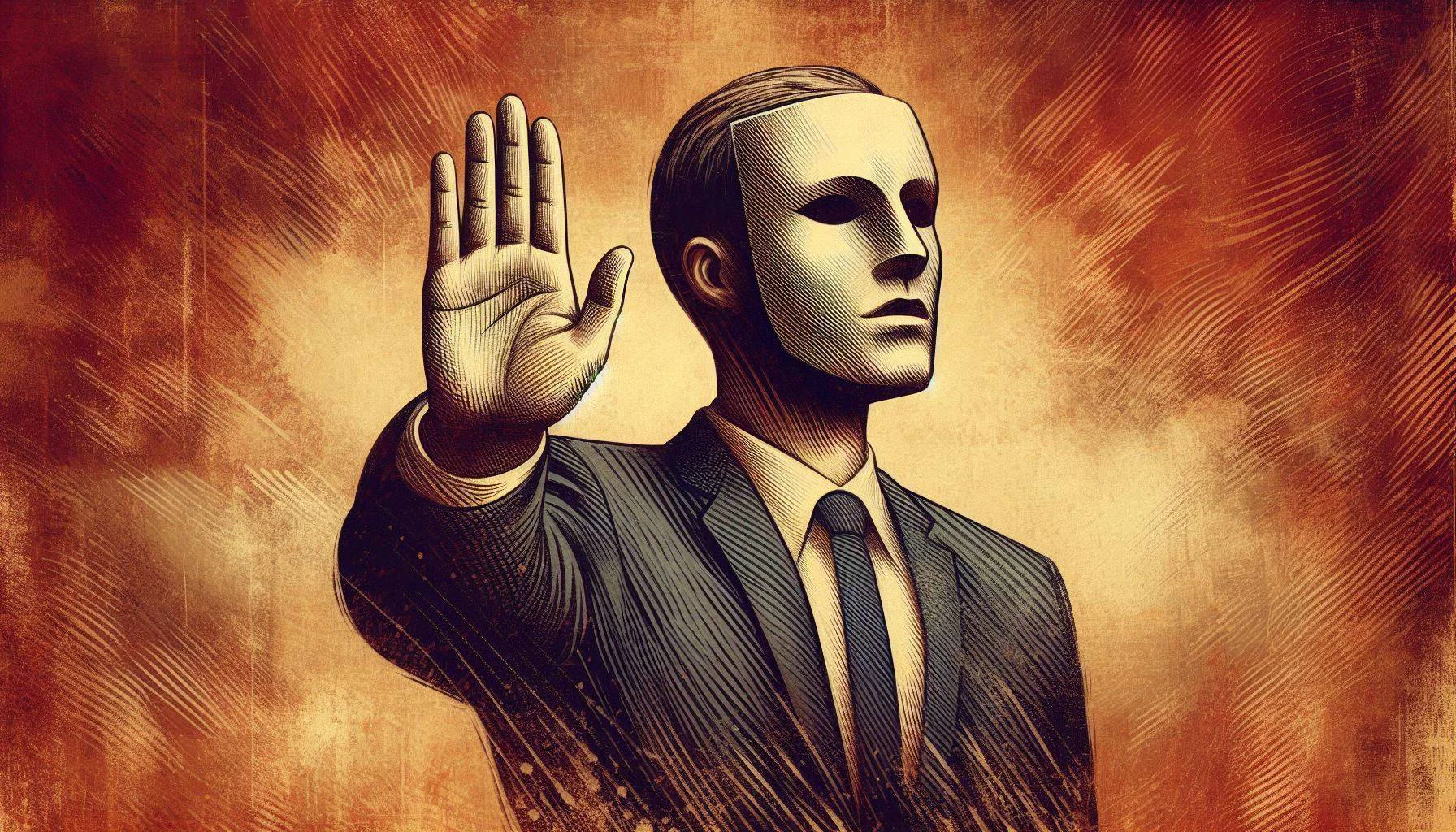 A very simple background, with a natural texture, of a biased person denying reality, artwork,